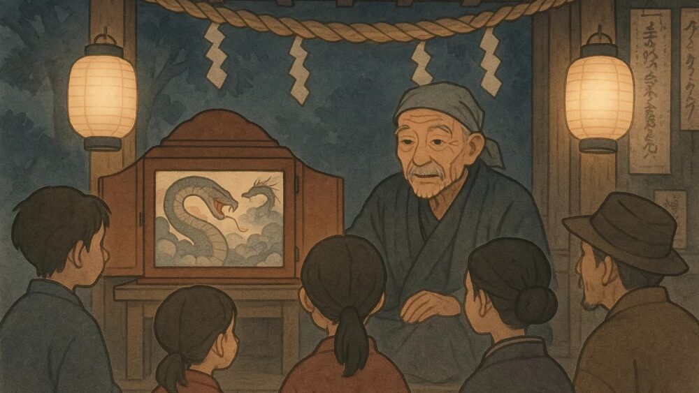 大蛇が出てくる紙芝居