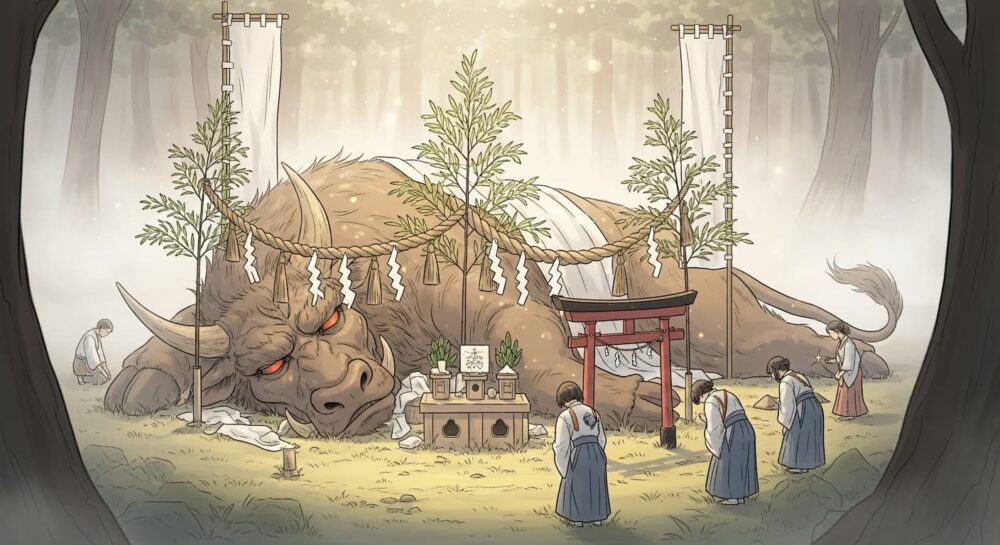 退治した牛鬼を祀る