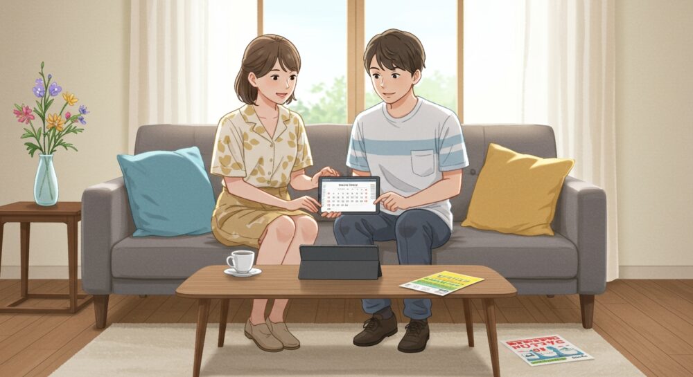 日程を考えるカップル