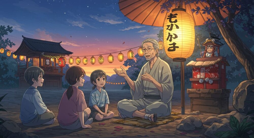 天神祭の歴史を語る老人